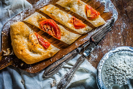 baked pastry served on wooden tray thumbnail