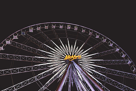 Ferris wheel at the fairground at night thumbnail