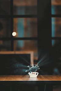 white flower in white pot centerpiece thumbnail