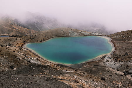 lake in the middle of brown soil thumbnail