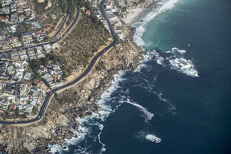 bird's eye view photography of coastline thumbnail