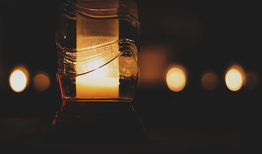 clear glass lamp at night thumbnail