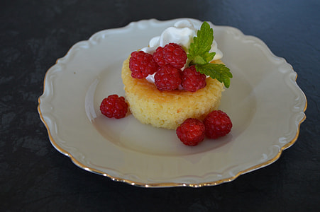 butter cupcake with fruit on salad plate thumbnail