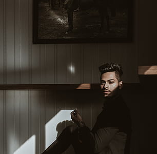 man wearing brown dress shirt thumbnail