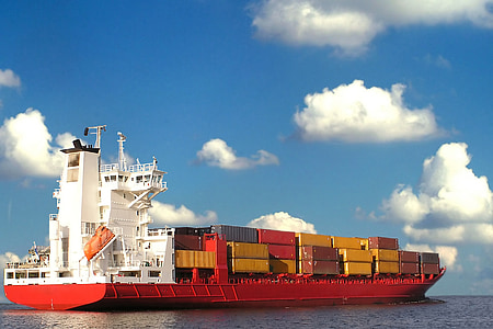 white and red cargo ship thumbnail