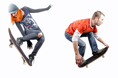 two person performing tricks on skateboards thumbnail