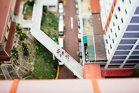 top view of people walking on foot bridge thumbnail