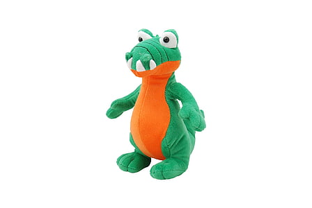 green and brown crocodile plush toy thumbnail
