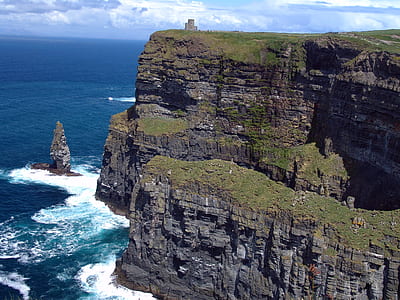high-angle photography of cliff overlooking sea thumbnail