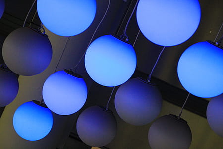 white and blue lighted pendant lamps thumbnail