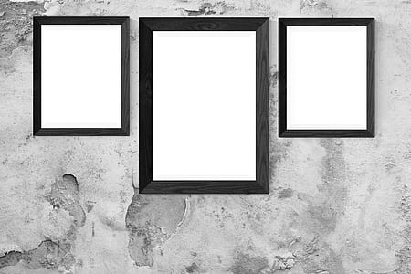 three rectangular photo frames on grey pavement thumbnail
