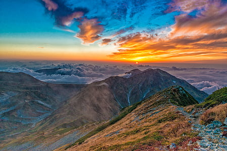 aerial view of mountain during sunrise thumbnail