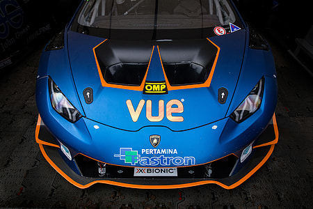 A Lamborghini race car sits in the paddocks at Goodwood thumbnail