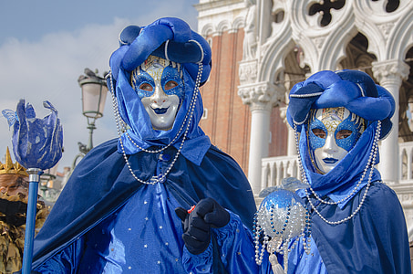 two person wearing white-and-blue masks thumbnail