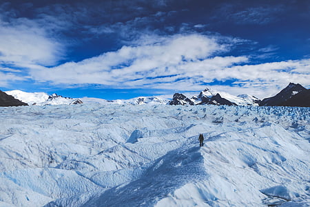 person walking on snow field thumbnail