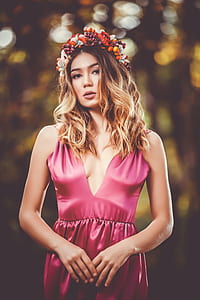 woman in red nighties and headpiece thumbnail