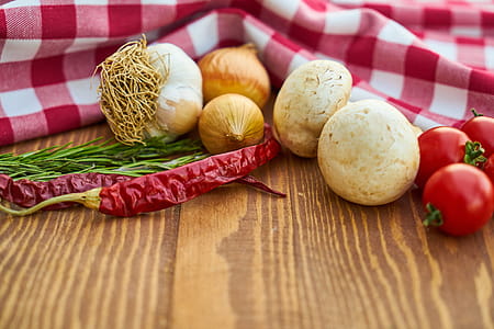 Onions, Garlic and Tomatoes Close-up Photo thumbnail