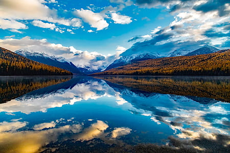 landscape, mountains, nature, water thumbnail