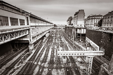aerial photography of train station thumbnail