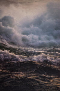 white ocean wave during thunderstorm thumbnail