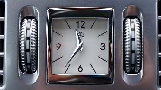 square white Mercedes-Benz analog watch displaying 11:36 time thumbnail