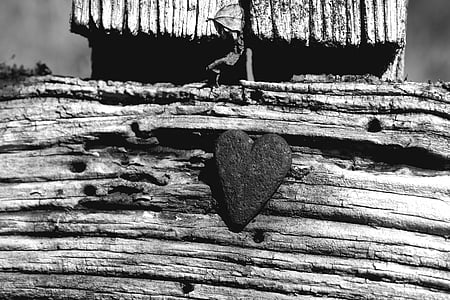 grayscale photo of heart-shaped stone thumbnail