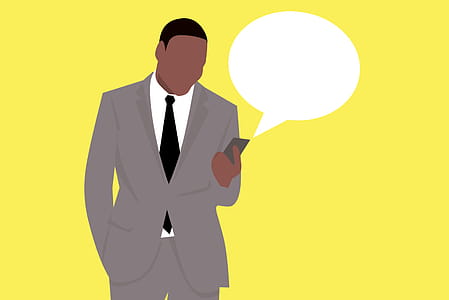 Illustration of man receiving text message on mobile device. Text messages on a phone. thumbnail