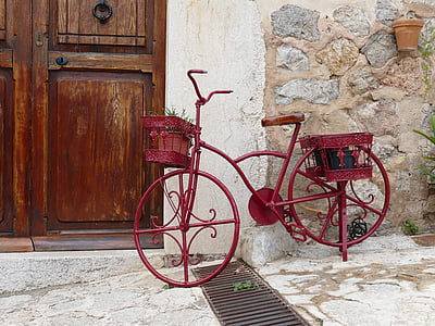 red steel bicycle pot rack thumbnail