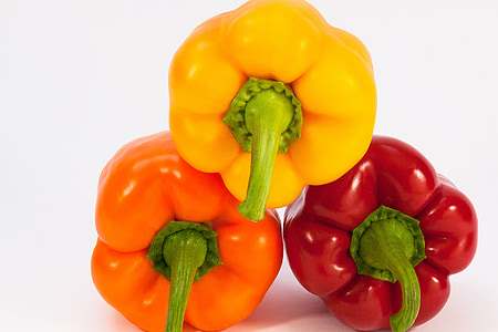 red, yellow, and orange bell peppers thumbnail