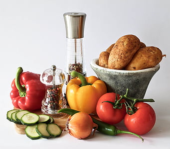 assorted fruits and condiment shakers thumbnail