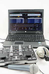 black laptop computer and DJ controller thumbnail