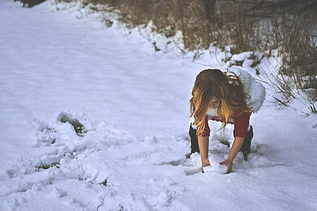 photo of woman collecting snow thumbnail