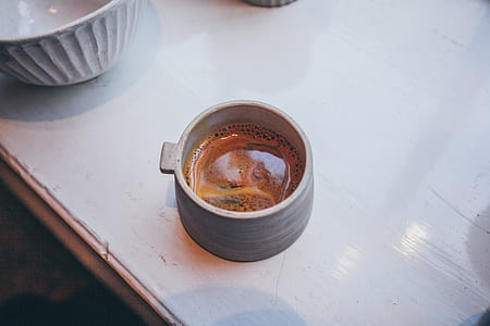 brown liquid on gray ceramic mug thumbnail