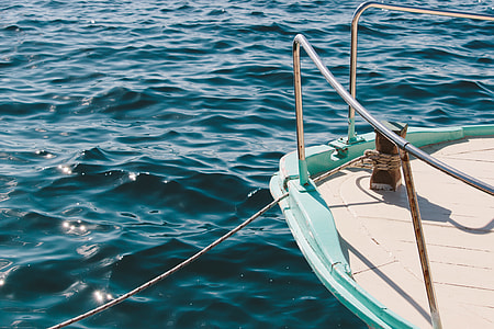 time lapse photography of boat on blue ocean thumbnail
