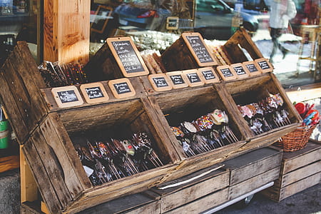 pile of wood crates with chocolates thumbnail