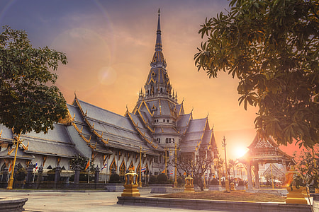 Forbidden Temple with green trees during Golden Hour thumbnail
