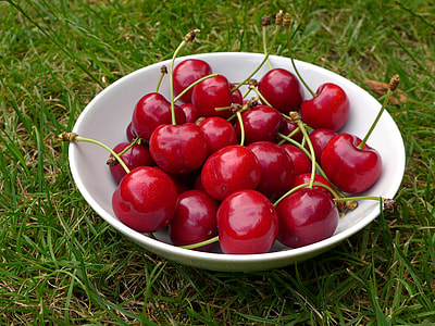 Cherry fruit on ceramic bowl thumbnail