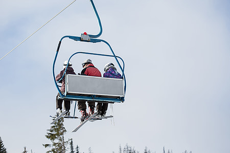 Three Skiers on Ski Lift thumbnail