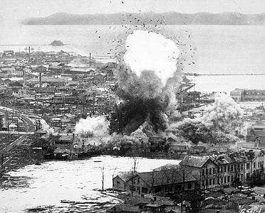 B-26 Invaders bomb logistics depots in Wonsan, North Korea, 1951, Korean War thumbnail