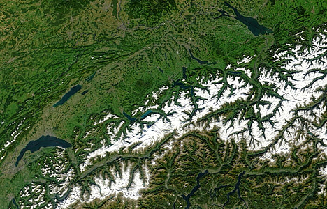 NASA Satellite image of the Swiss Alps thumbnail