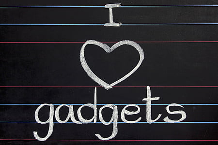 i love gadgets text on black chalkboard thumbnail
