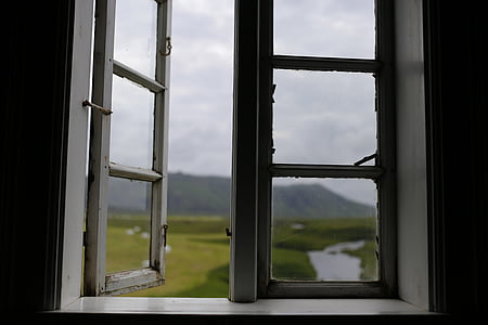 green grass field through window thumbnail