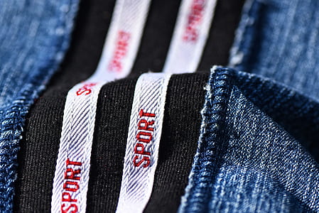 close-up blue and black denim thumbnail