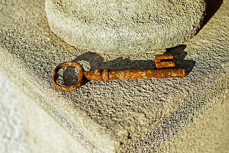 brown skeleton key on gray concrete surface thumbnail