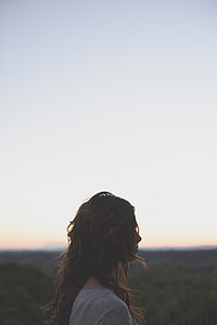 shallow focus of woman in gray top thumbnail