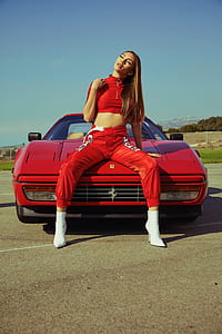 car, red, woman, female thumbnail