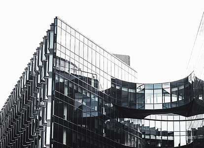 grayscale photo of glass building thumbnail