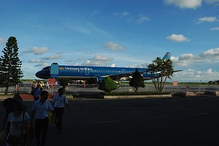blue airline landed on airport thumbnail