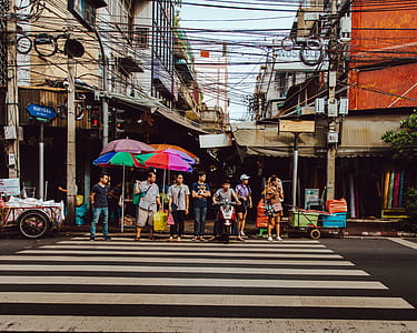 group of people standing on pedestrian thumbnail