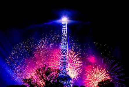 satellite with fireworks background effects illustration thumbnail